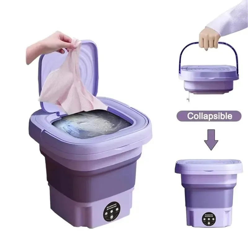 8L Small Folding Washing Machine - Portable Laundry Bucket (Mini Cleaning Machine) For Student Dormitory, Underwear, Socks (CE Certified) - Dreamy-Designs Store Online