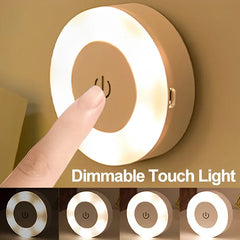 Mini LED Touch Sensor Night Lights USB Rechargeable Kitchen Bedroom Magnetic Base Wall Light Round Portable Dimming Night Lamp - Dreamy-Designs Store Online