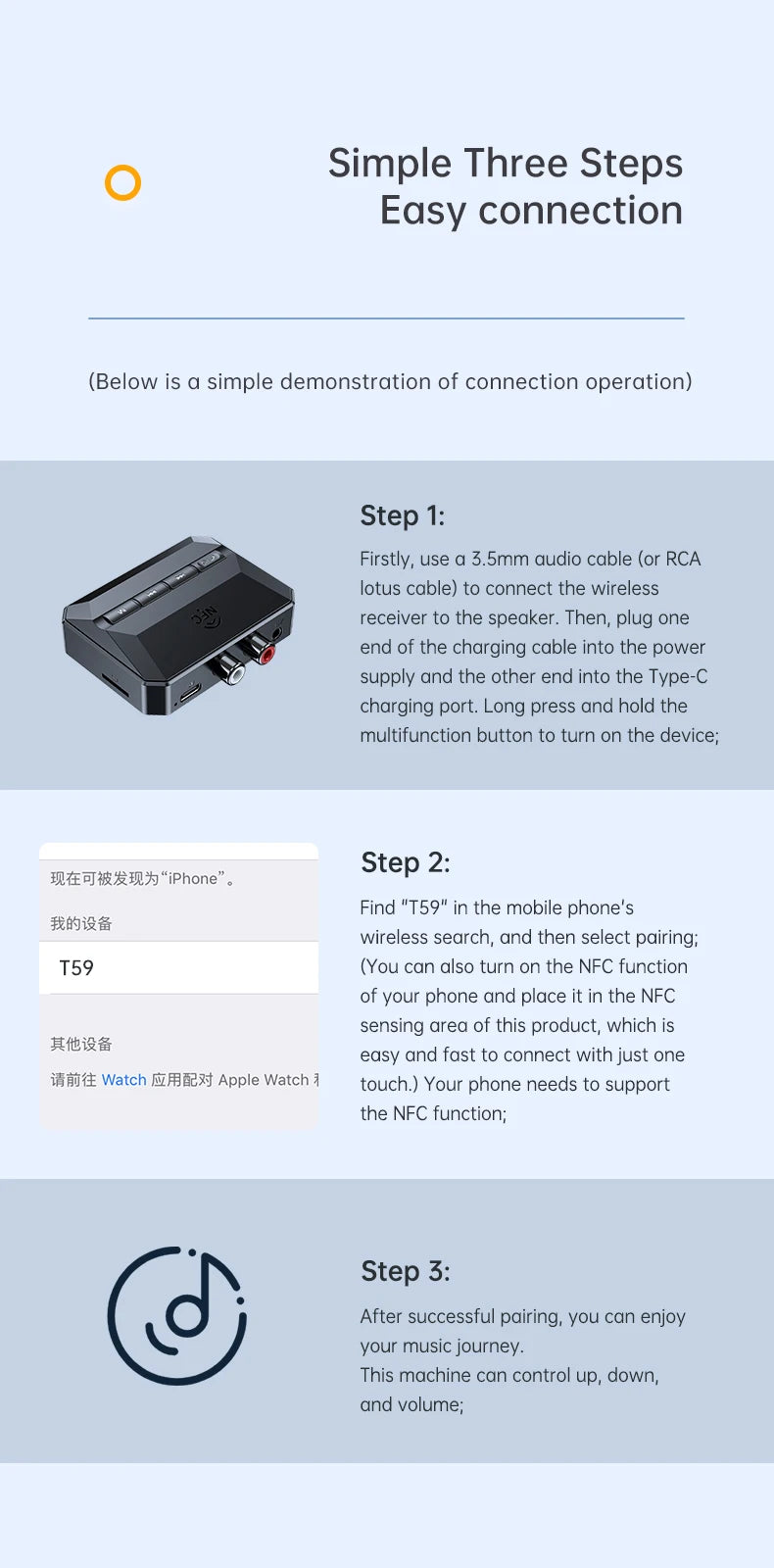 NFC Bluetooth 5.3 Audio Receiver 3.5mm AUX RCA USB TF HIFI Stereo Music Wireless Adapter With Mic For Car Kit Speaker Amplifier - Dreamy-Designs Store Online