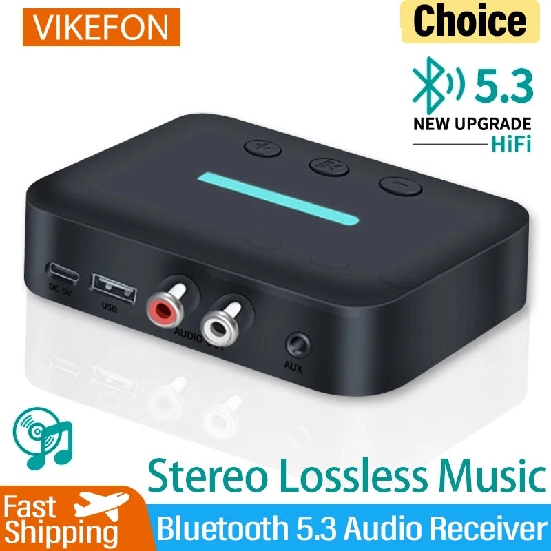 USB Bluetooth 5.3 Audio Receiver Adapter Wireless Stereo Music 3.5mm AUX R/L RCA Support U-Disk Playback For Desktop Speaker Amp - Dreamy-Designs Store Online