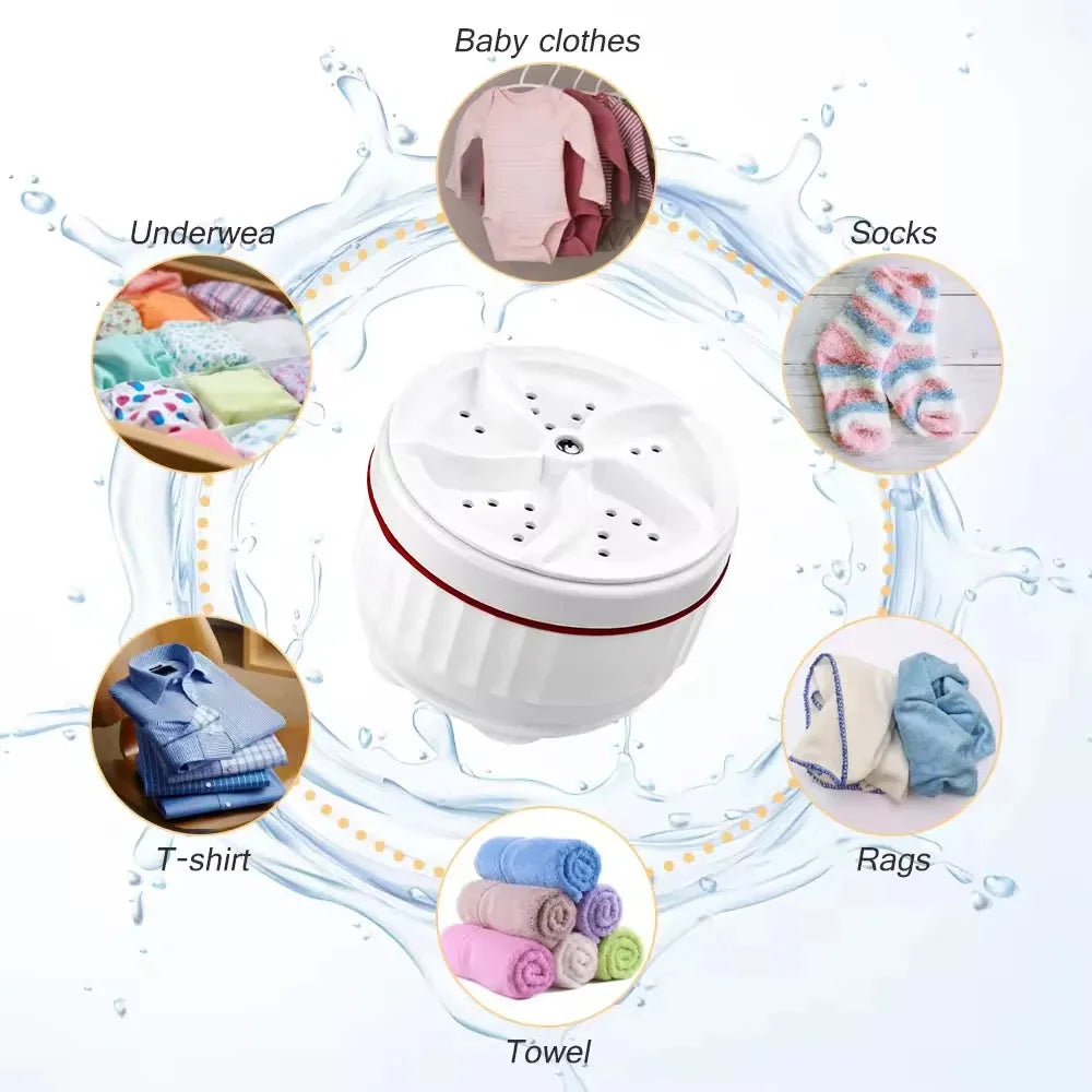 Portable Mini Washing Machine (USB Powered) / Ultrasonic Turbo Washer / Home & Travel Use / Clean Clothes, Socks & Dishes - Dreamy-Designs Store Online