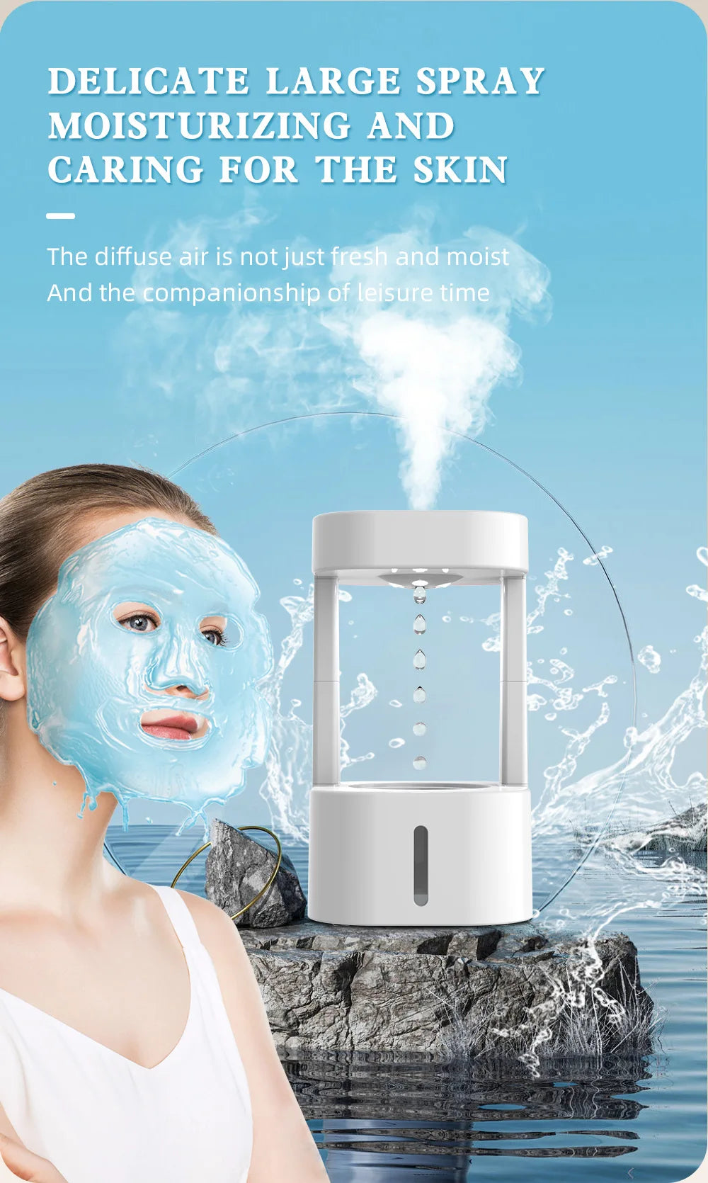 580ML Anti-Gravity Water Drop Humidifier (3 Modes) / Levitating Water Drops / Ultrasonic Cool Mist Maker / Fogger / LED Night Light / Essential Oil Diffuser / Aromatherapy / Home Office Portable - Dreamy-Designs Store Online