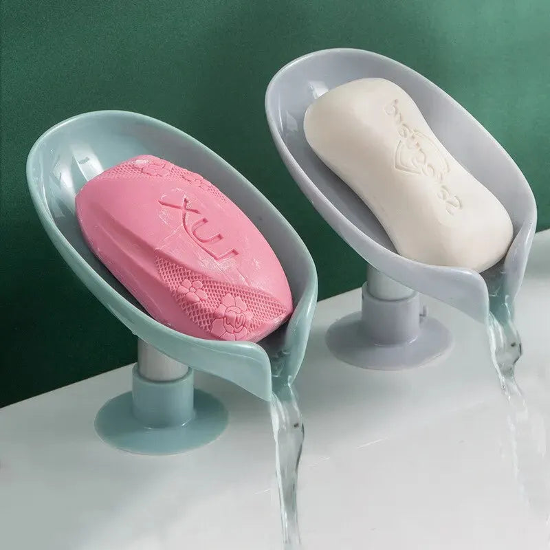 Leaf-Shaped Soap Holder (2pcs) "Suction Cup Design" / Drain Tray / Drying Rack (For Shower, Kitchen, Bathroom) "Sponge Container" / Home Accessories - Dreamy-Designs Store Online