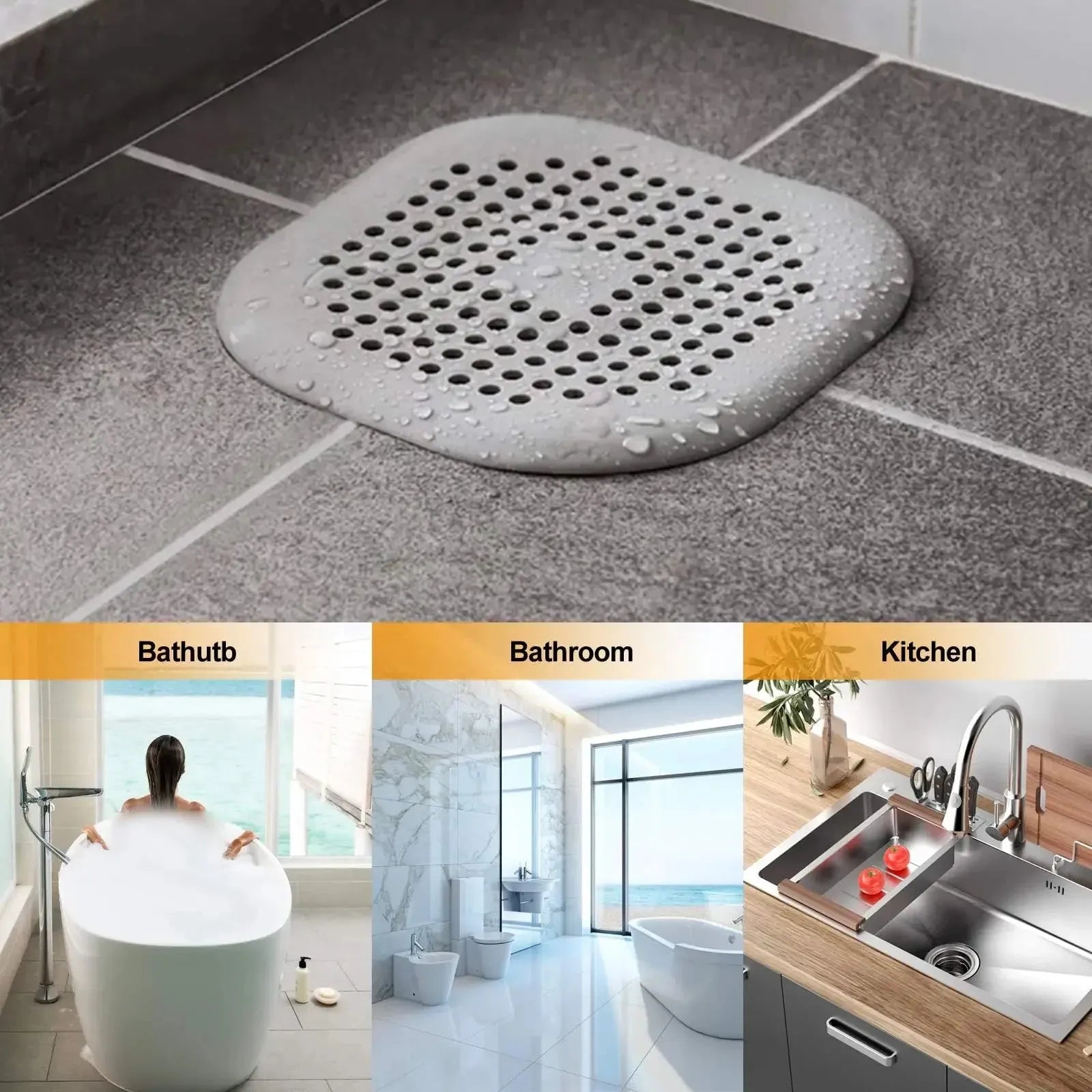 Silicone Drain Protector (Hair Catcher, Sink Strainer) - Kitchen, Bathroom, Bathtub - Easy Install/Remove - Dreamy-Designs Store Online