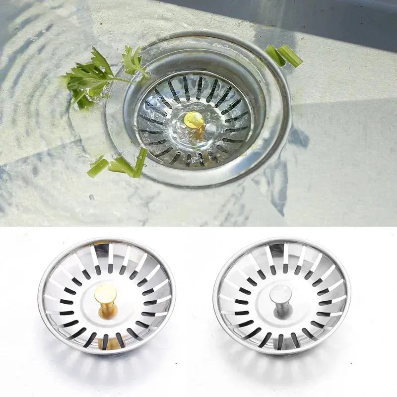 Stainless Steel Sink Strainer/Drain Catcher (7.8cm) - Hair & Debris Filter for Kitchen, Bathroom, Bathtub (Silver/Gold) - Easy Clean, Universal Fit - Dreamy-Designs Store Online