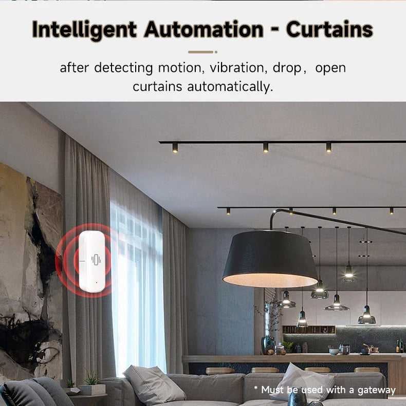 Tuya Smart Life Vibration Sensor ZigBee WiFi Tuya Sensor Monitor App Control Security Protection Zigbee Sensor Motion ShockAlarm