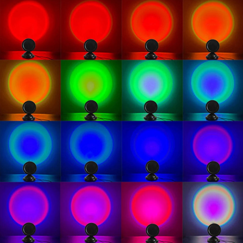 Mini USB Sunset Lamp Led Projector Night Light 16 Colors Switch Rainbow Atmosphere Home Bedroom Background Wall Decoration Gift - Dreamy-Designs Store Online