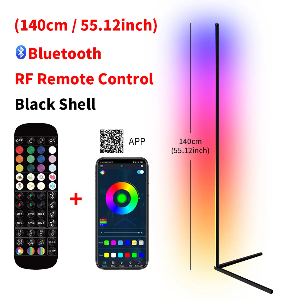 Living Room Dimmable RGB Corner Floor Lamp 140cm Stand Smart APP LED Mood Light for Bedroom Nordic Home Decor Interior lighting - Dreamy-Designs Store Online