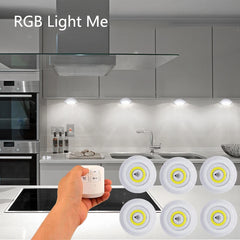 Smart Wireless Led Light Kitchen Under Furniture Dimmable Lamps Bedroom Wardrobe Lighting Round with Remote Control LED Lights - Dreamy-Designs Store Online