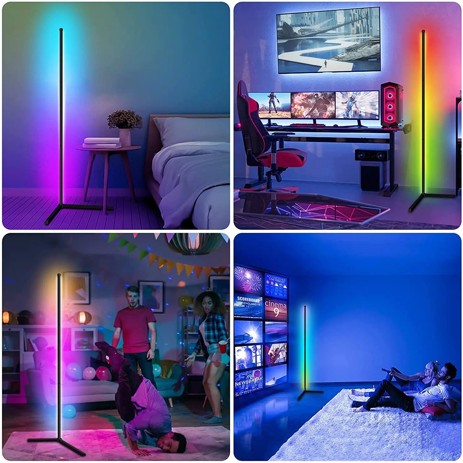 Living Room Dimmable RGB Corner Floor Lamp 140cm Stand Smart APP LED Mood Light for Bedroom Nordic Home Decor Interior lighting - Dreamy-Designs Store Online