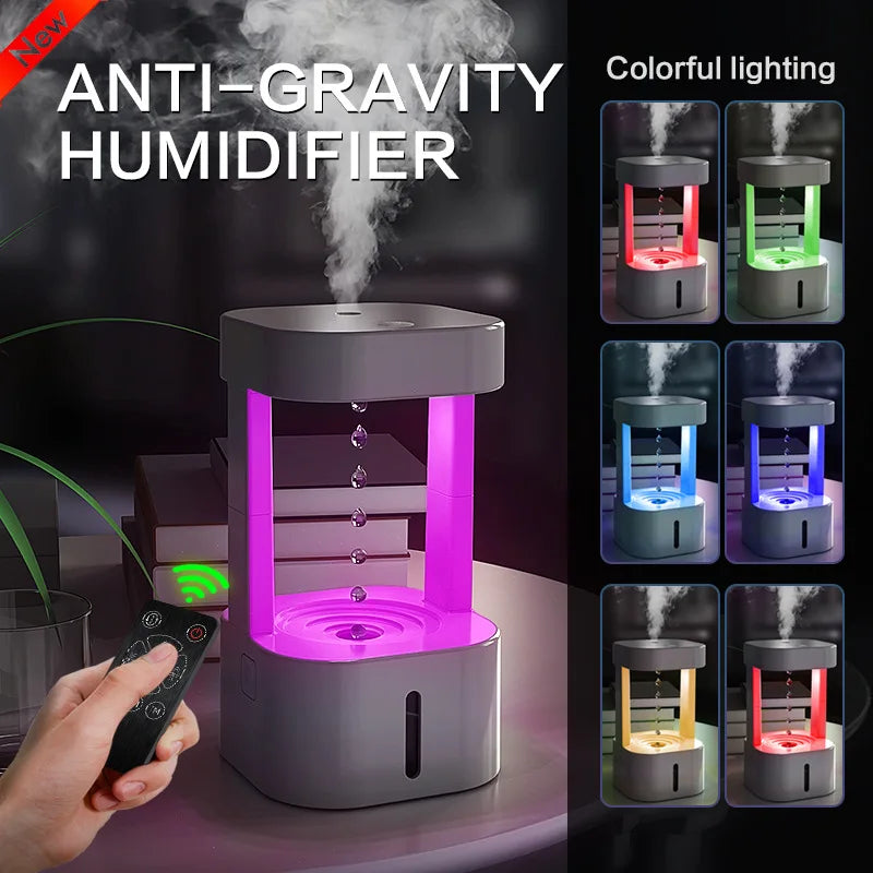 580ML Anti-Gravity Water Drop Humidifier (3 Modes) / Levitating Water Drops / Ultrasonic Cool Mist Maker / Fogger / LED Night Light / Essential Oil Diffuser / Aromatherapy / Home Office Portable - Dreamy-Designs Store Online