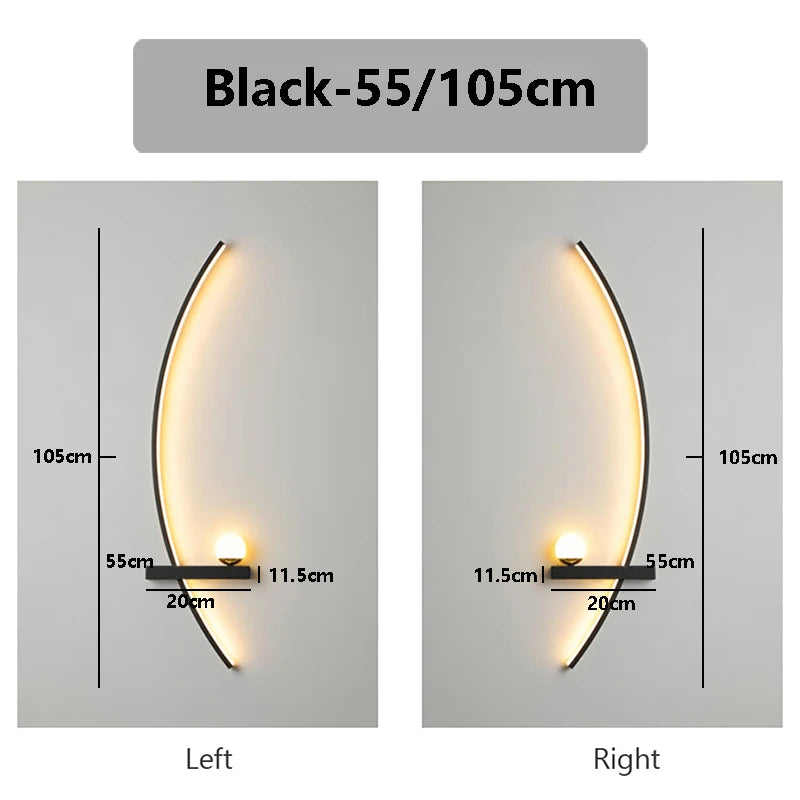 LED Wall Lamp 55/105CM Smart Remote Control Left Right Lighting Wall Sconces Bedroom Bedside Living Room Home Led Lights Lustre - Dreamy-Designs Store Online