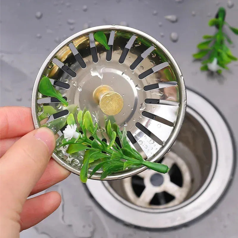 Stainless Steel Sink Strainer/Drain Catcher (7.8cm) - Hair & Debris Filter for Kitchen, Bathroom, Bathtub (Silver/Gold) - Easy Clean, Universal Fit - Dreamy-Designs Store Online