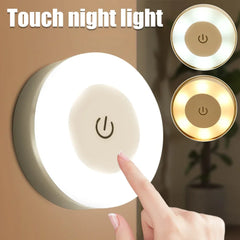 Mini LED Touch Sensor Night Lights USB Rechargeable Kitchen Bedroom Magnetic Base Wall Light Round Portable Dimming Night Lamp - Dreamy-Designs Store Online