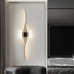 Modern LED Strip Wall Lamp Double Curve Remote Control Light Bedside Decor Black Gold Wall Sconces Living Room Bedroom Led Fixtu - Dreamy-Designs Store Online