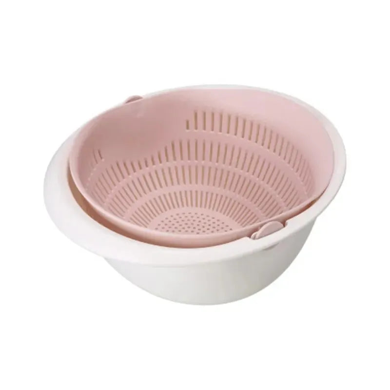 Double Layer Rotating Fruit And Vegetable Basket (23*11cm) / Removable Kitchen Drain Tray / PP Material / 4 Colors Available / Gentle On Delicate Fruits - Dreamy-Designs Store Online