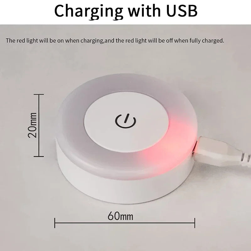 Mini LED Touch Sensor Night Lights USB Rechargeable Kitchen Bedroom Magnetic Base Wall Light Round Portable Dimming Night Lamp - Dreamy-Designs Store Online