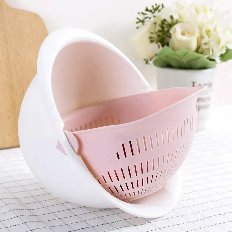 Double Layer Rotating Fruit And Vegetable Basket (23*11cm) / Removable Kitchen Drain Tray / PP Material / 4 Colors Available / Gentle On Delicate Fruits - Dreamy-Designs Store Online