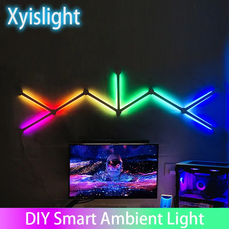 Splicing Light DIY Atmosphere Light RGB Smart Wall Light Voice Control Lamp for Esports Room Bedroom Bar Decoration Night Light - Dreamy-Designs Store Online