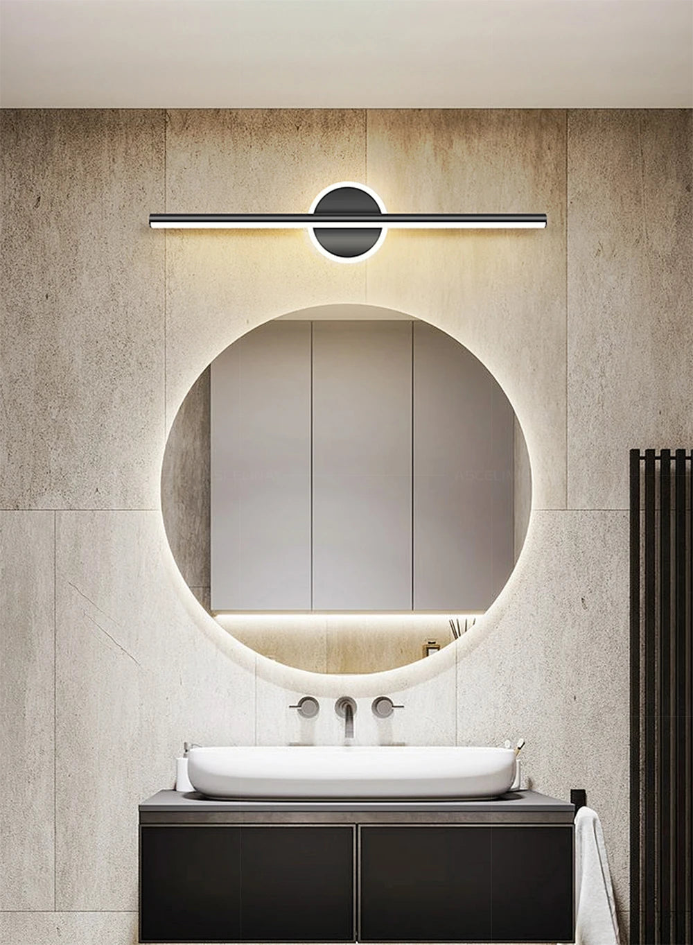 Modern LED Wall Lamp 40/60cm Mirror Light Bathroom Toilet Black Gold Long Strip Fixture Home Decor Led Lighting Lamps Lustre - Dreamy-Designs Store Online