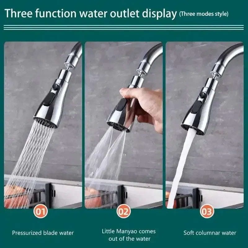 1pc Faucet Extender (Three Modes) "Splash Prevention" "Water Saver" "Extended Shower Spray Filter" / Kitchen & Bathroom Accessory / Easy Install / Durable Copper Alloy - Dreamy-Designs Store Online