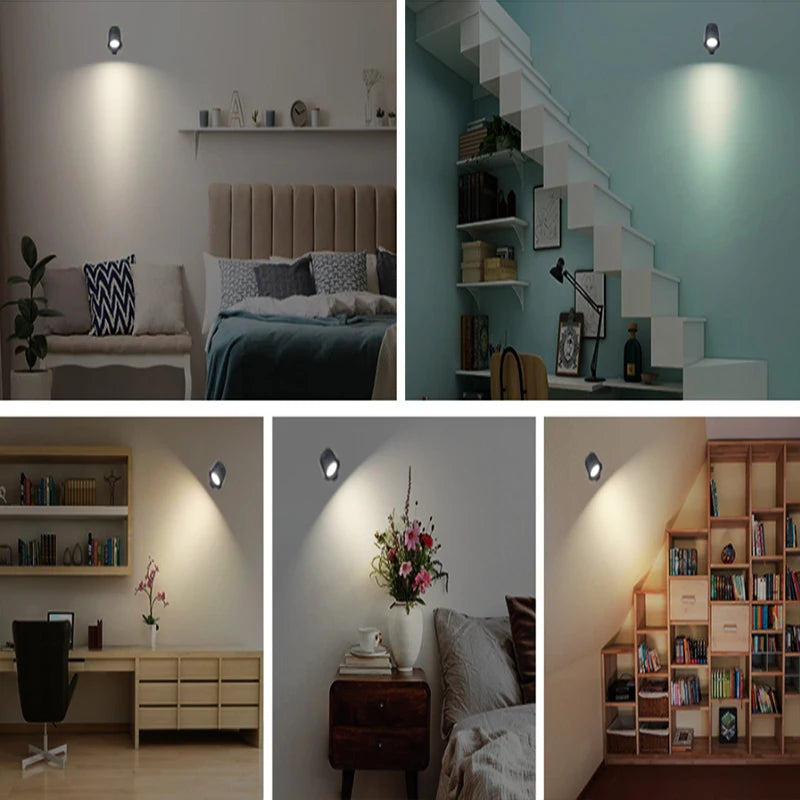 Led Double Head Wall Lamp Touch Control Remote 360 Rotatable USB Recharge Wireless Portable Night Light For Bedroom Reading Lamp - Dreamy-Designs Store Online