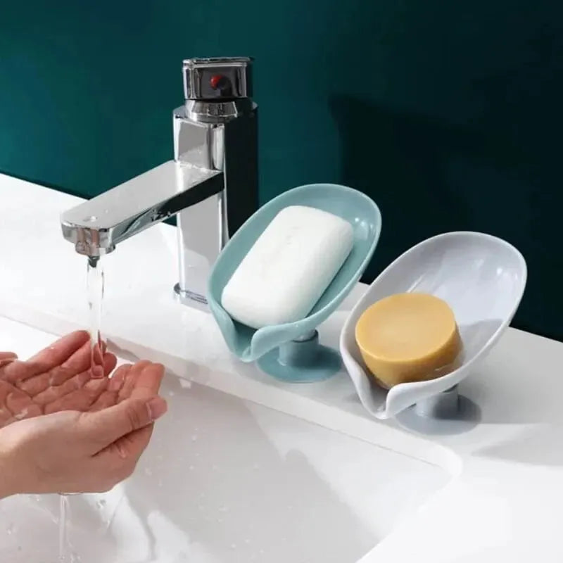 Leaf-Shaped Soap Holder (2pcs) "Suction Cup Design" / Drain Tray / Drying Rack (For Shower, Kitchen, Bathroom) "Sponge Container" / Home Accessories - Dreamy-Designs Store Online