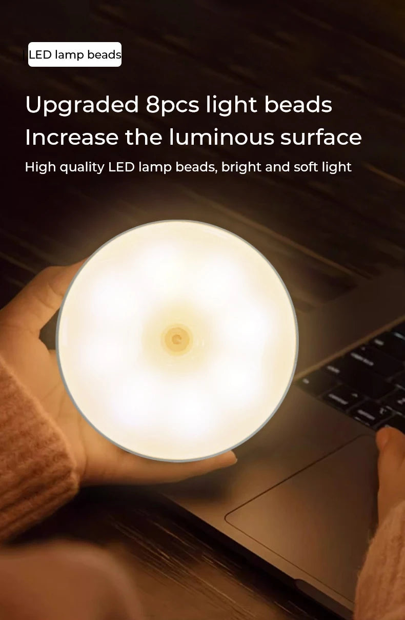 LED Smart Human Body Sensor Night Lamp Emergency Automatic Lighting USB Charging Wireless Magentic Suction Use Night Light - Dreamy-Designs Store Online