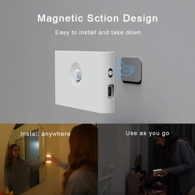 Smart Linkage Motion Sensor Night Light Rechargeable Wireless Magnetic LED Induction Lamp Wall Home Bedroom Kitchen Staircase - Dreamy-Designs Store Online