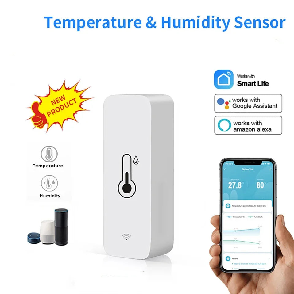 Tuya WiFi Smart Temperature Humidity Sensor Indoor Hygrometer Controller Monitoring Work with Smart Speaker Alexa Google Home