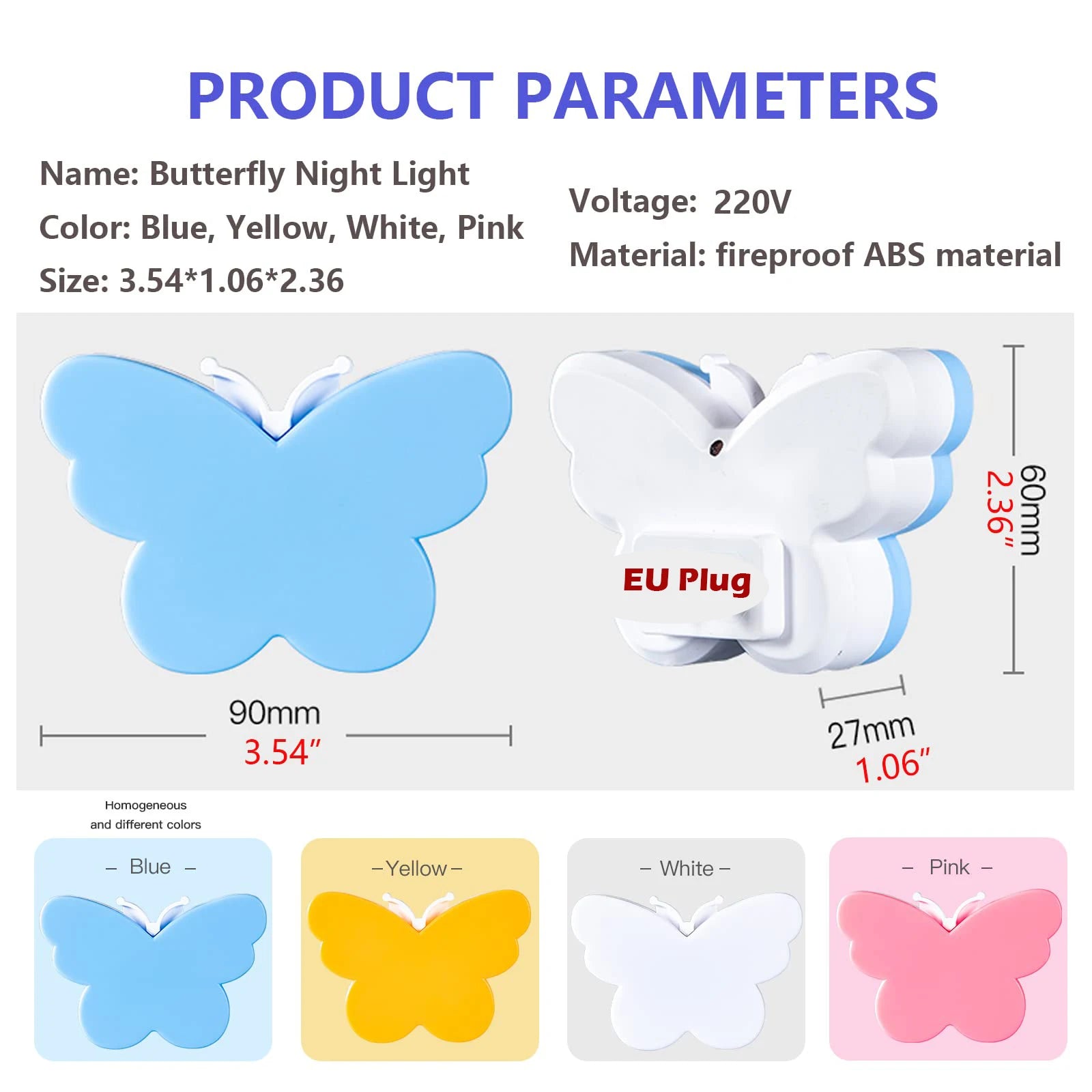 Butterfly Night Light Plug Into Wall Auto Dusk to Dawn Smart Sensor Night Light for Living Room Bedroom Bathroom Kids 220V EU - Dreamy-Designs Store Online