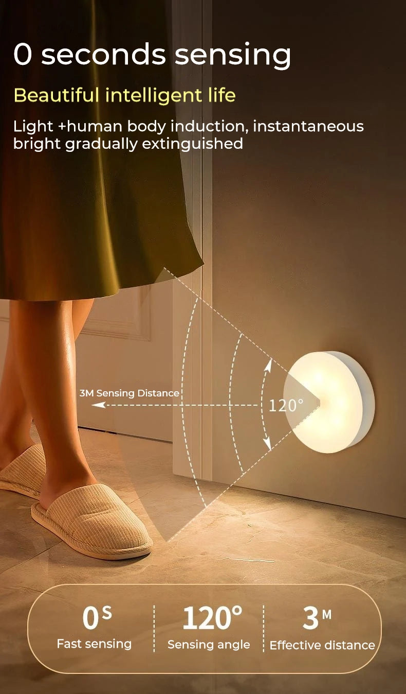 LED Smart Human Body Sensor Night Lamp Emergency Automatic Lighting USB Charging Wireless Magentic Suction Use Night Light - Dreamy-Designs Store Online