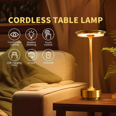 Wierless Simple Charging LED Desk Lamp restaurant Bar Table Lamp Dimming Atmosphere Retro Portable Charging Touch USB Read Lamp - Dreamy-Designs Store Online