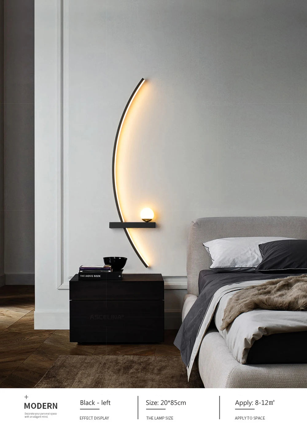 LED Wall Lamp 55/105CM Smart Remote Control Left Right Lighting Wall Sconces Bedroom Bedside Living Room Home Led Lights Lustre - Dreamy-Designs Store Online