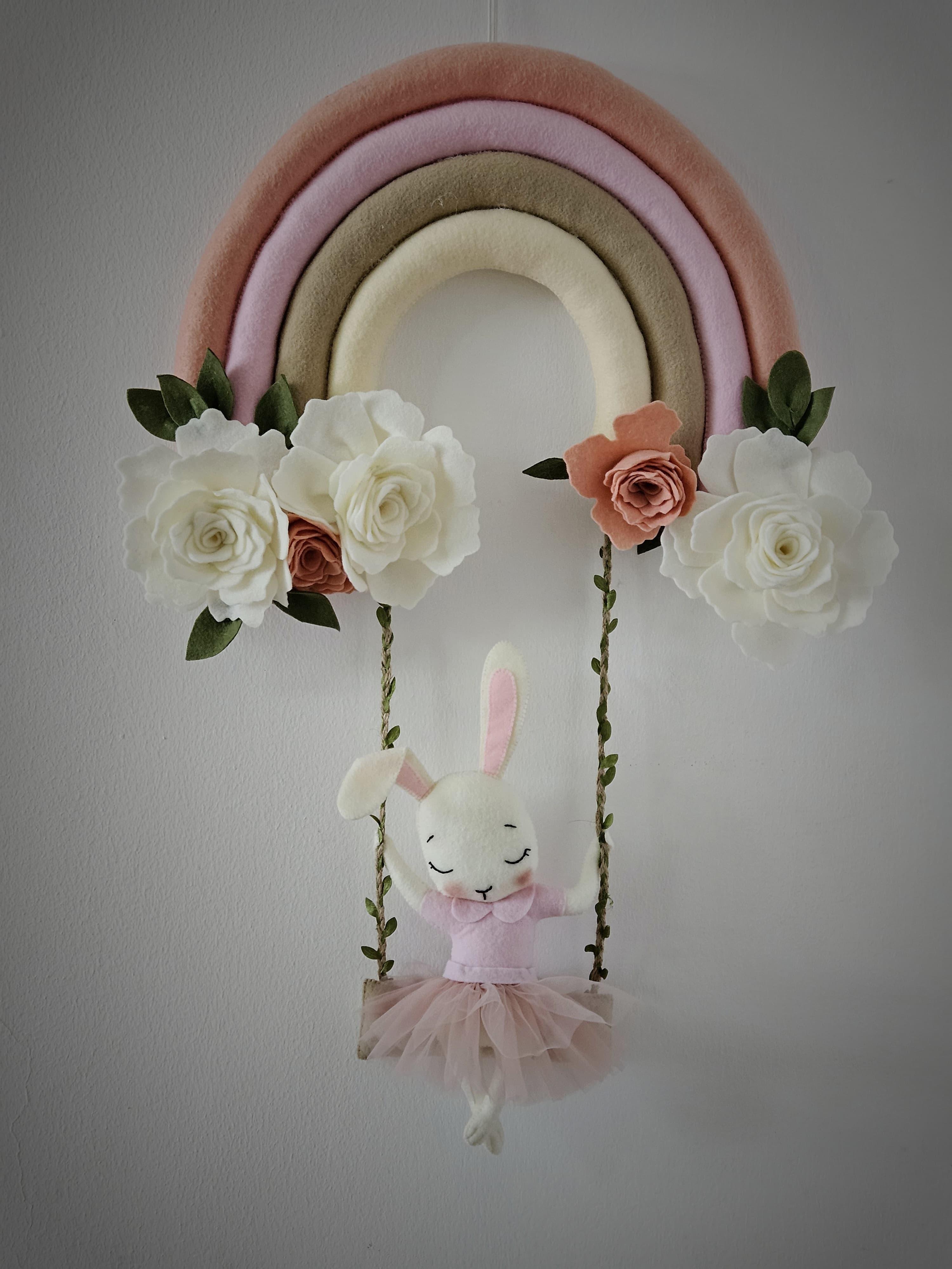 Rainbow Bunny Personalized Wall Art - Dreamy-Designs Store Online