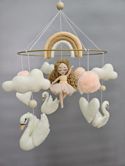 Handcrafted Wonder: Swan Princess Mobile - Dreamy-Designs Store Online