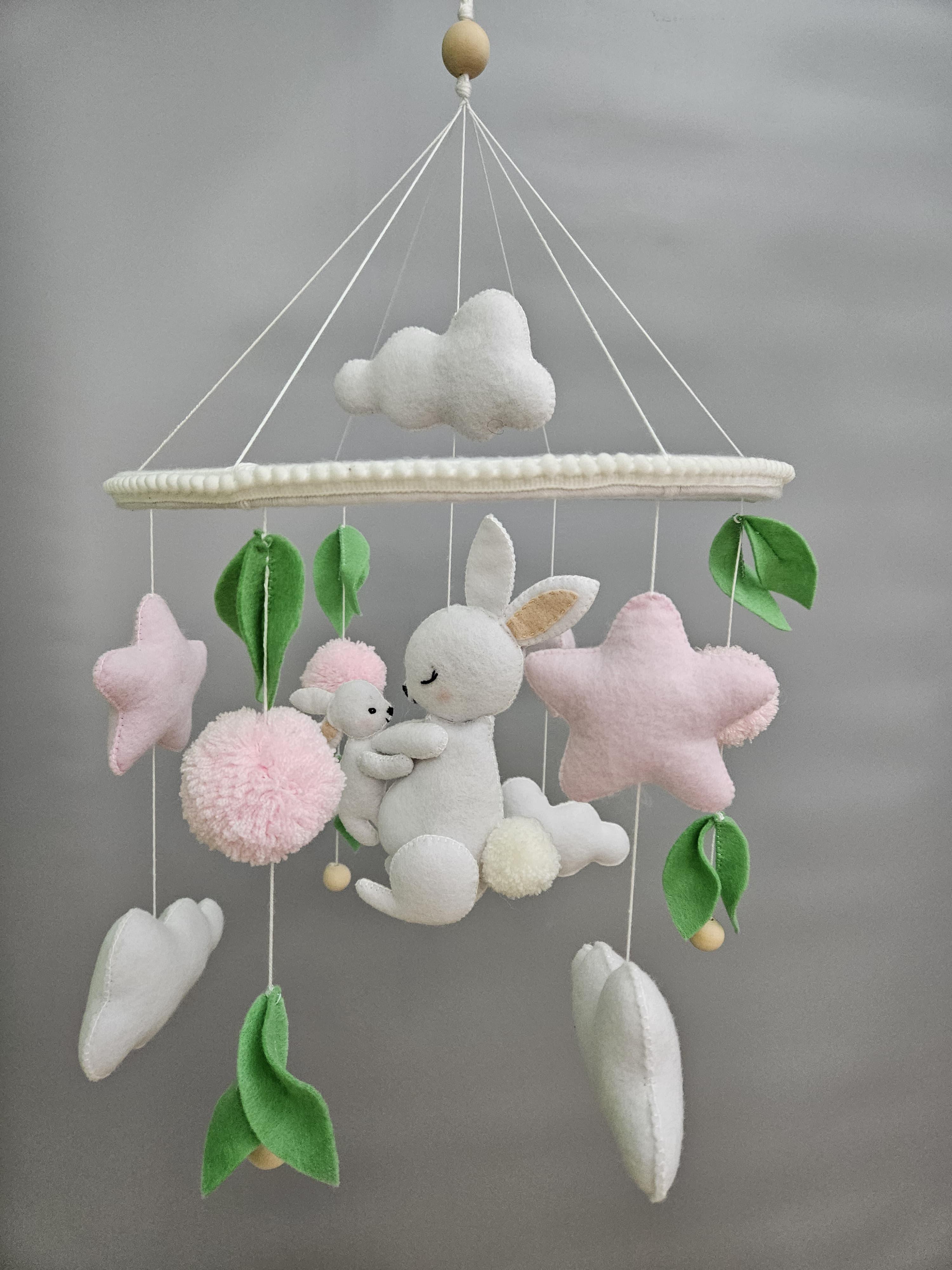 Handcrafted Bunny Mobile for Peaceful Nurseries - Dreamy-Designs Store Online