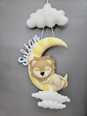 Personalized Sleepy Lion Moon Wall Art - Dreamy-Designs Store Online