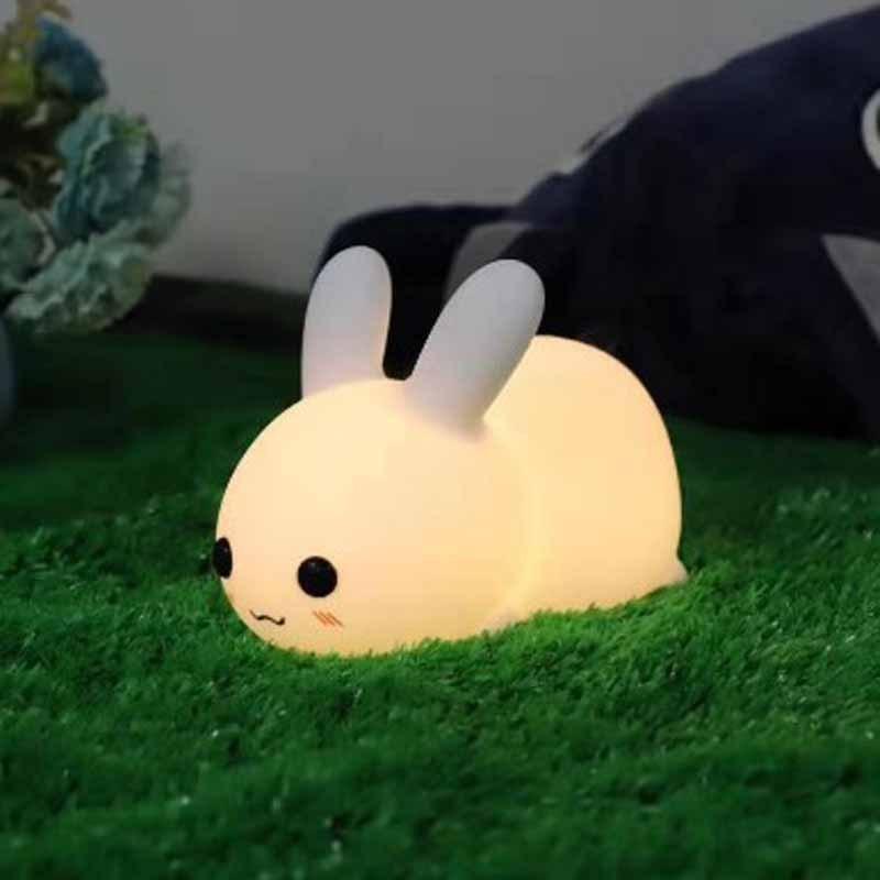 Rabbit LED Night Light Silicone Animal Cartoon Dimmable Lamp USB Rechargeable For Children Kids Baby Gift Bedside Bedroom - Dreamy-Designs Store Online