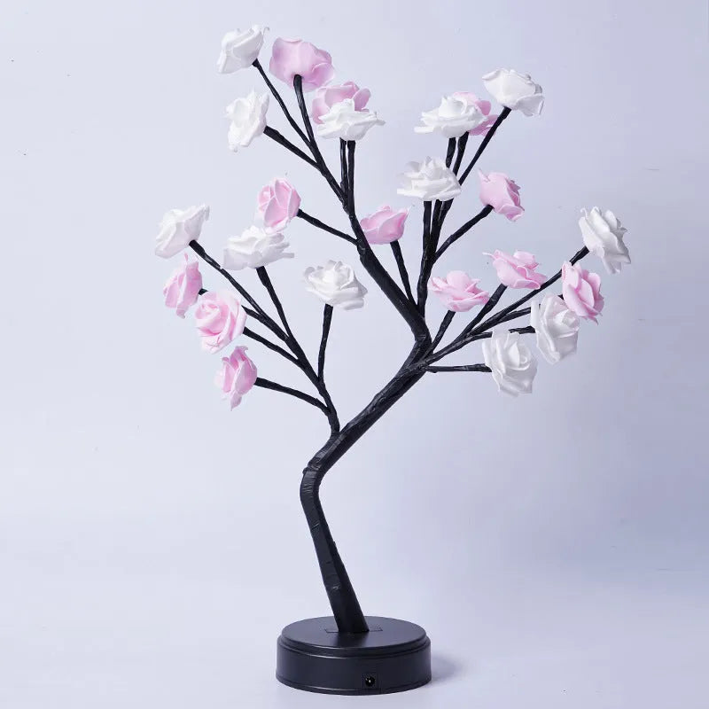 Flower Tree Rose Lamp (USB Powered) - Romantic Fairy Light Desk Decoration (8 Colors) / Wedding, Valentine's, Christmas Gift / Bendable Branches / LED Energy-Saving - Dreamy-Designs Store Online