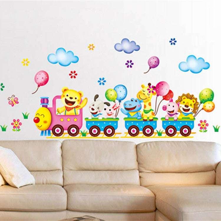 25x43cm Cute Animal Train Wall Stickers for Kids' Rooms - Dreamy-Designs Store Online