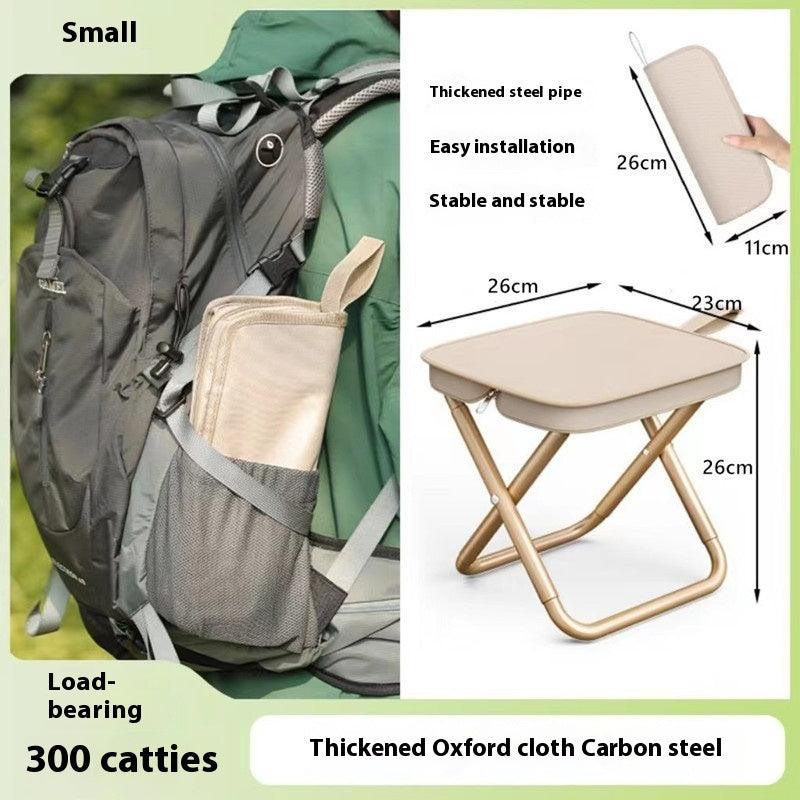 Outdoor Folding Pocket Stool Portable - Compact Seating Solution (Metal, Khaki/Black, Small/Large) - Dreamy-Designs Store Online