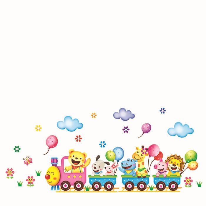 25x43cm Cute Animal Train Wall Stickers for Kids' Rooms - Dreamy-Designs Store Online