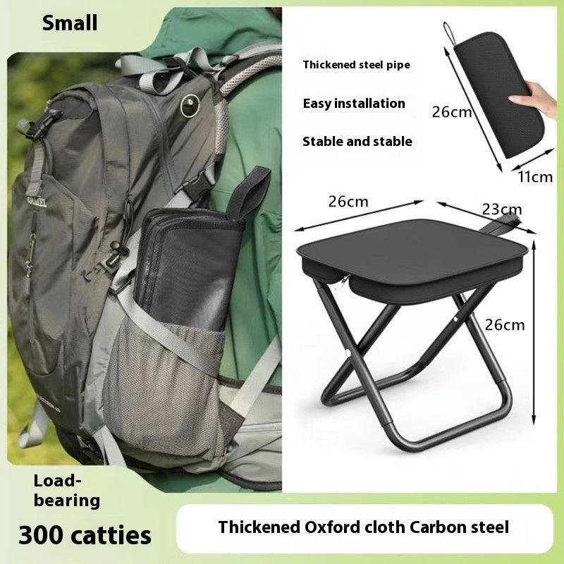 Outdoor Folding Pocket Stool Portable - Compact Seating Solution (Metal, Khaki/Black, Small/Large) - Dreamy-Designs Store Online