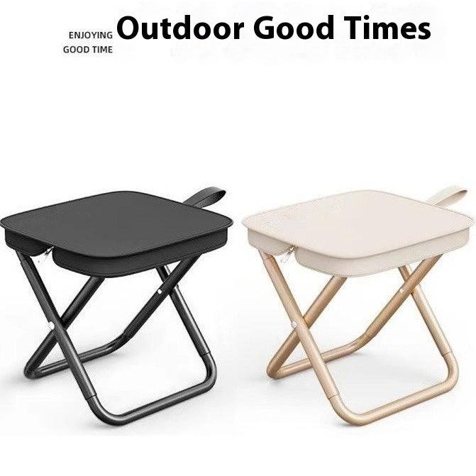 Outdoor Folding Pocket Stool Portable - Compact Seating Solution (Metal, Khaki/Black, Small/Large) - Dreamy-Designs Store Online