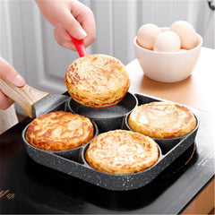 Multi Functional 4 Hole Frying Pan (Non-Stick) - Breakfast Maker for Eggs, Burgers, Pancakes & Omelets - Medical Stone Coating - Compatible with Multiple Cooktops - Dreamy-Designs Store Online