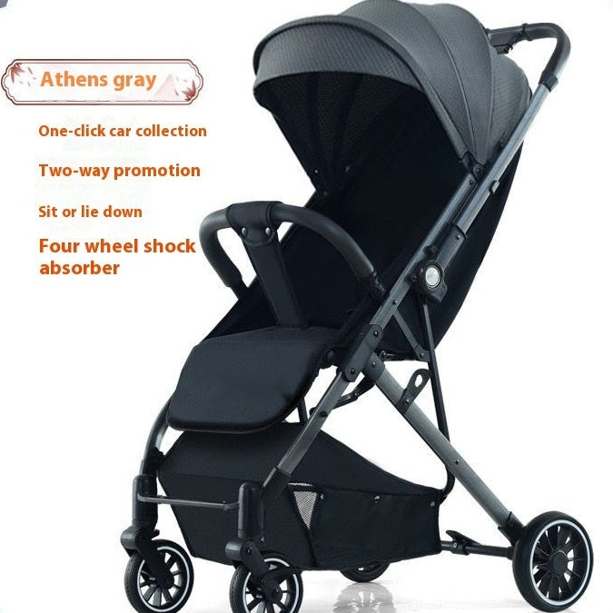 Pull Rod Type Summer Ultra-light Stroller Four Minus: Reversible, One-Click Folding, Multi-Color Stroller (With Trolley & Gifts) - Dreamy-Designs Store Online