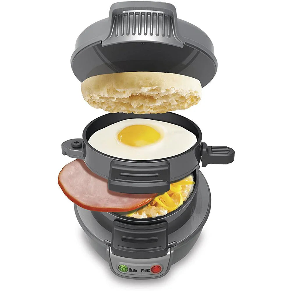 Household 3-in-1 Breakfast Machine (Sandwich Maker/Egg Cooker/Waffle Iron) - Multi-Function Electric Appliance (750W) - Available in Bright Red, Orange, Silver Gray - Dreamy-Designs Store Online