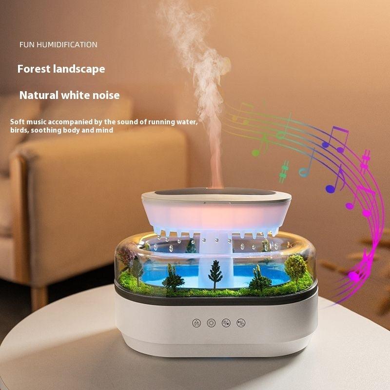 Micro Landscape Aroma Diffuser (Household Bedroom / Raindrop Humidifier) - White, Square, 0.5L Capacity, Remote Control - Dreamy-Designs Store Online