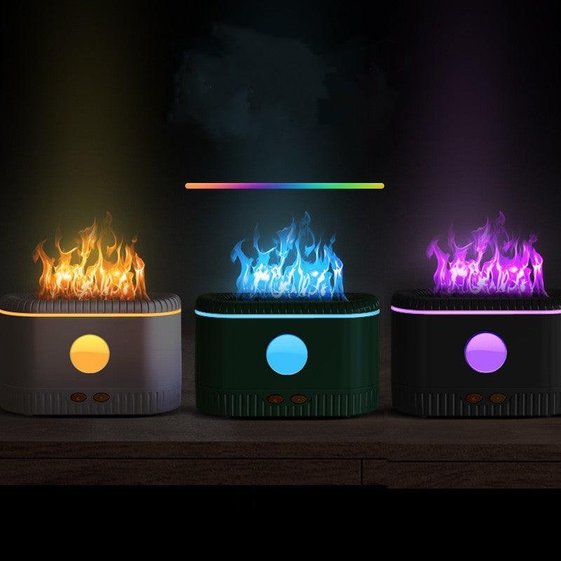 Simulated Flame Atmosphere Humidifier - Aromatherapy Mist Maker (200ml) / Desktop Quiet Operation (36dB) / 2-8 Hour Timer / 0.5-1L Tank / White & Black Options - Dreamy-Designs Store Online